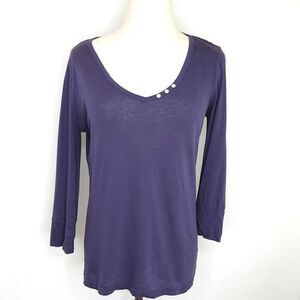 J. Crew Factory Henley Style 3/4 sleeve Top Blue Size Small